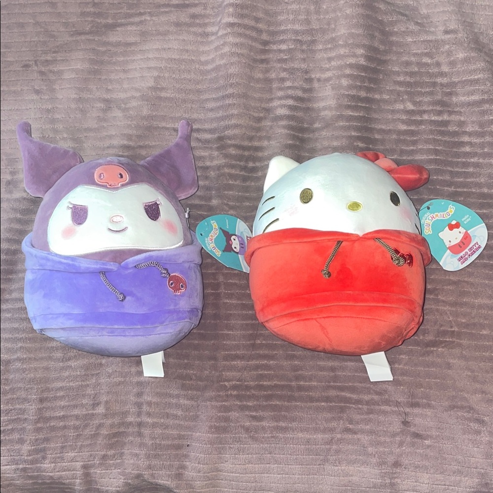 Plushie Sanrio Kuromi & Hello Kitty Plush Duo — Purple & Red